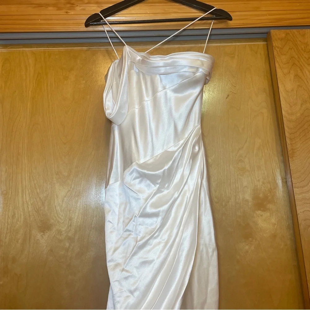 NEW! Galia Lahav- Elise Ivory Satin Asymmetric Strap Reception Size US 0 Bridal - Picture 4 of 14